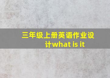 三年级上册英语作业设计what is it